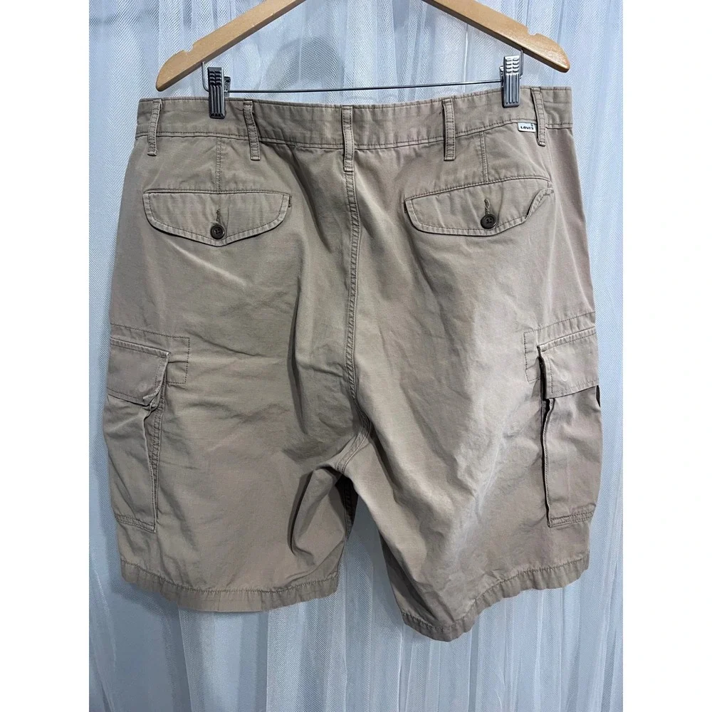 Levis Mens Tan Khaki Ripstop Cotton Cargo‎ Shorts Size 40 Utility Gorpcore